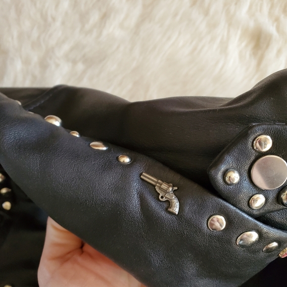 Scotch & Soda Maison Scotch Troublemaker Black Studded Leather Jacket XS - Picture 8 of 16